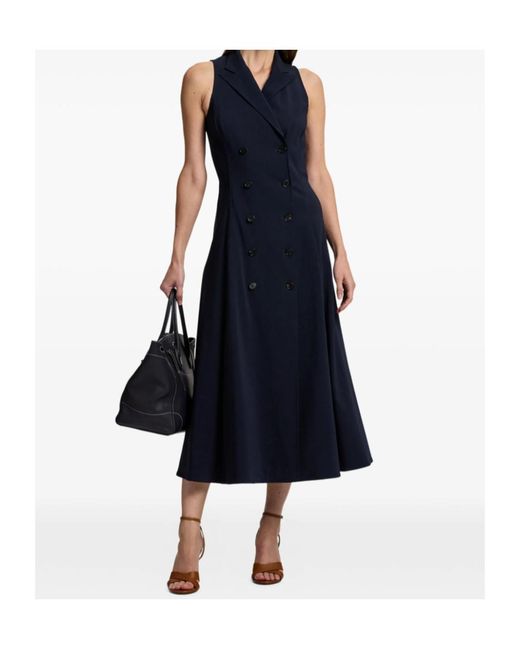 Ralph Lauren Blue Alecia Double-Breasted Midi Dress