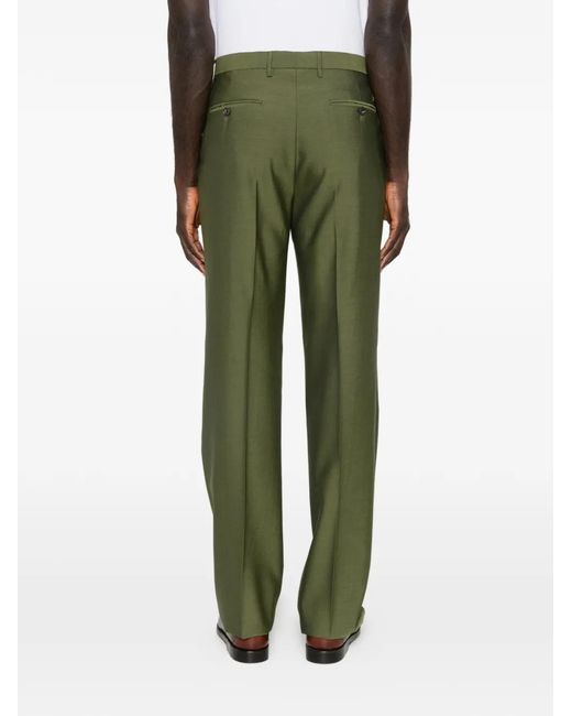 Etro Green Pleated Button Trousers for men