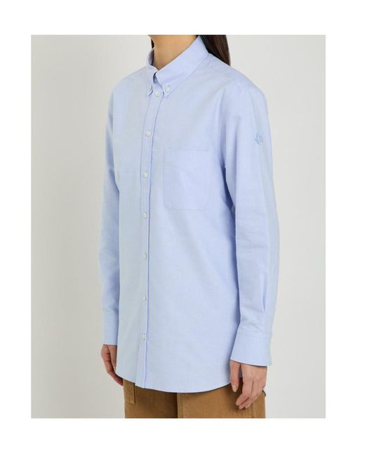 Moncler Blue Logo-Appliquéd Cotton Shirt
