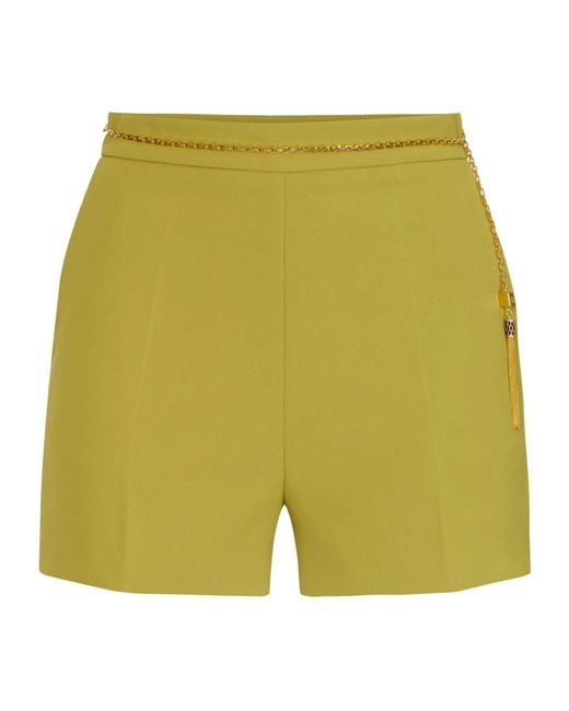 Elisabetta Franchi Yellow Chain-Embellished Tassel-Detail Shorts