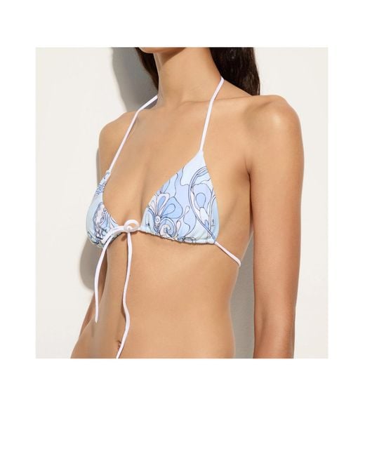 Emilio Pucci Blue Pucci Printed Triangle Bikini Top