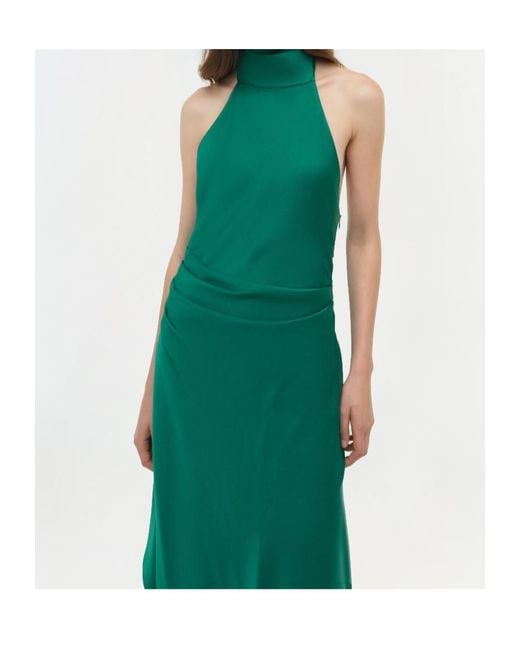 Jonathan Simkhai Green Monica Satin Midi Dress