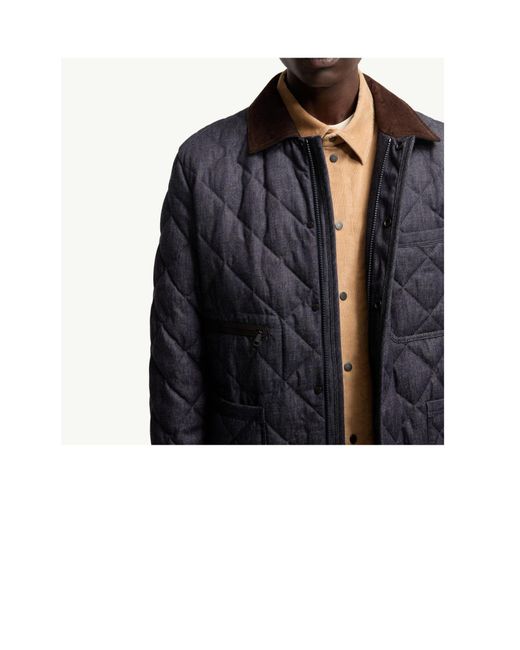 Moncler Blue Kryen Diamond Quilted Denim Down Shirt Jacket for men