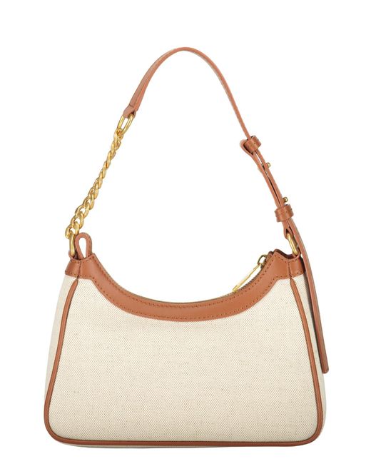 Balmain White Logo Canvas Shoulder Bag