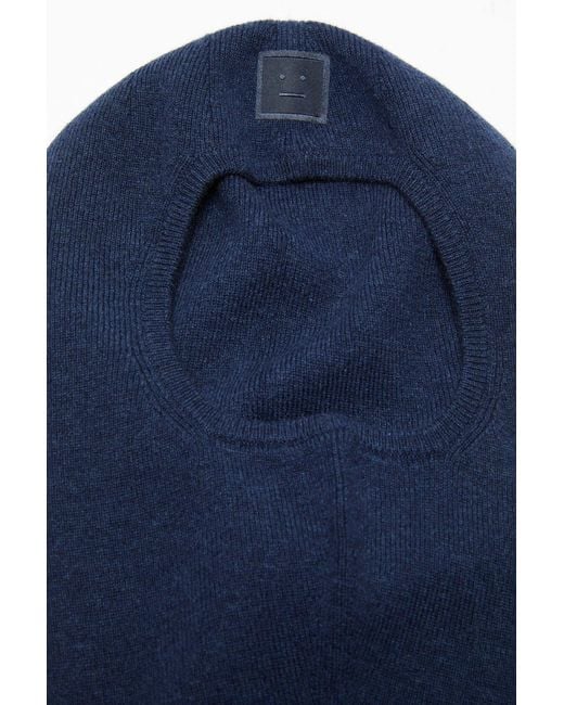 Acne Blue Ribbed-Knit Finished Edge Balaclava for men