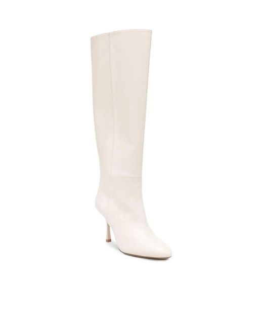 Stuart Weitzman White Round-Toe Boots