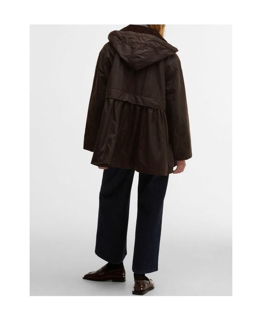 BARBOUR X GANNI Black Peplum Waxed Cotton Jacket