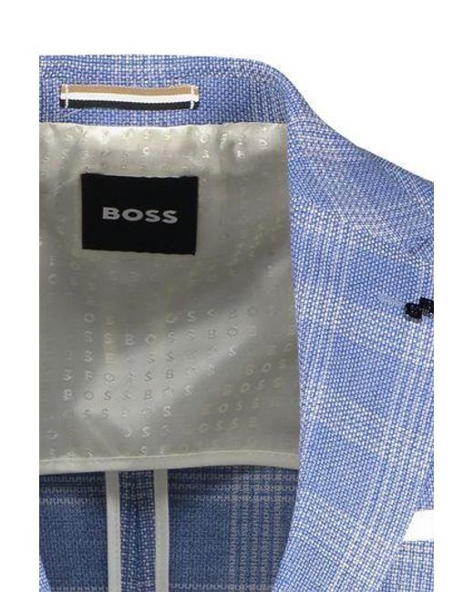 Boss Blue Checked Suit Coat for men
