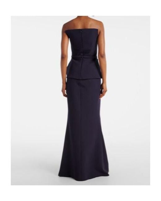 Safiyaa Blue Belted Crêpe Gown