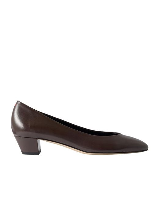 Aeyde Brown Squaretoe Lowheel Leather Pumps