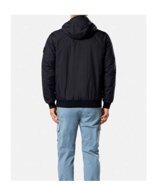 Stone Island Blue Logo Patch Hooded Jacket for men