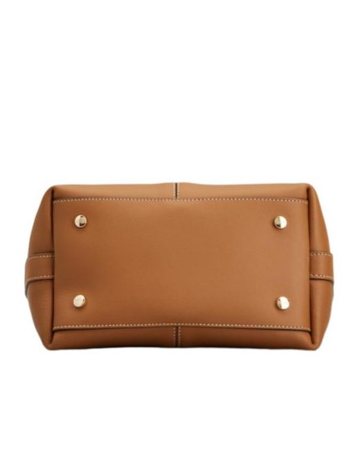 Tod's Brown Logo Engraved Mini Shopping Bag