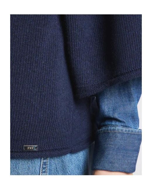 Fay Blue Mock Turtleneck