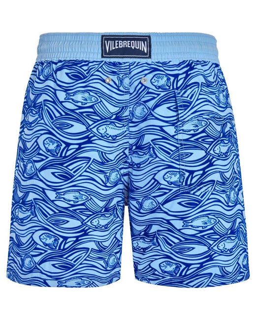 Vilebrequin Blue Fish Pattern Quick-Dry Swim Trunks for men