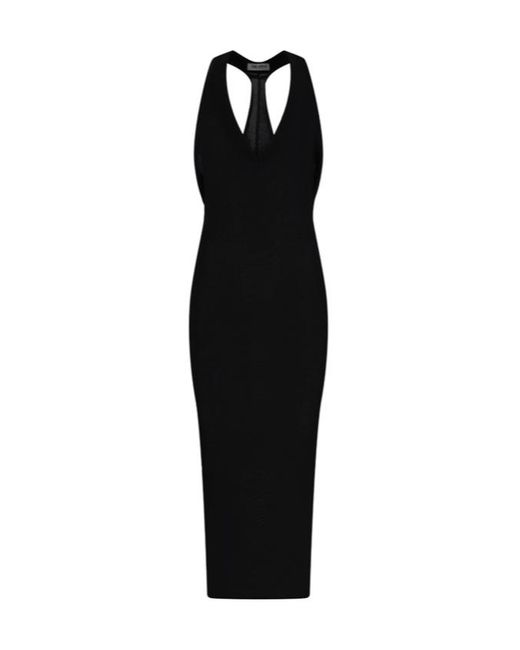 The Attico Black The Plunging V-Neck Long Dress