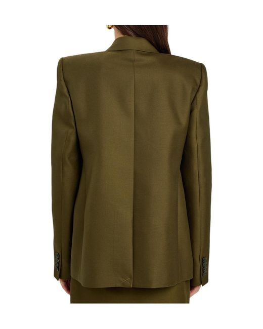 Khaite Green Double-Breasted Wool And Silk-Blend Blazer