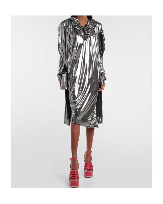 Vivienne Westwood Gray Draped Lamé Midi Dress