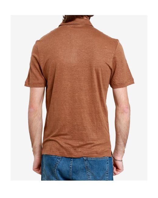 Gran Sasso Brown Short-Sleeved Lapel T-Shirt for men