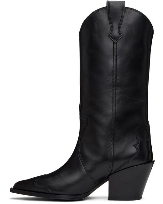 Aeyde Black 70Mm Pointed-Toe Leather Boots