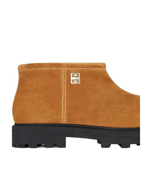 Givenchy Brown 4G Plaque Storm Ankle Boots for men