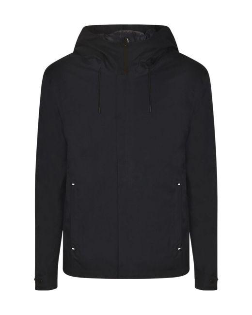 Woolrich Blue Hooded Quilted Jacket for men