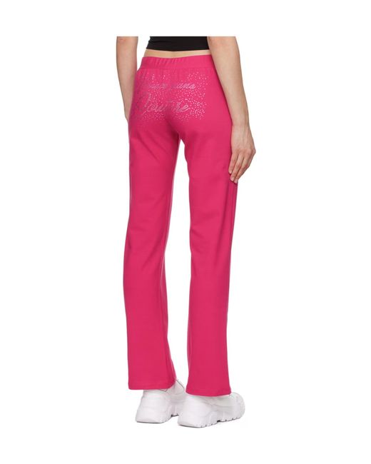 Versace Jeans Pink Logo Crystal Sweatpants