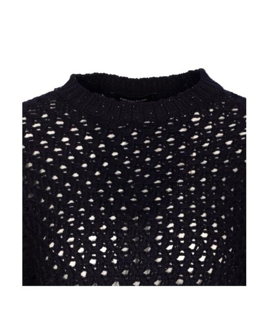 Fabiana Filippi Blue Open Knit Crewneck Jumper