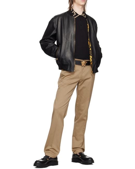 Versace Black 'Greca' Polo Shirt for men