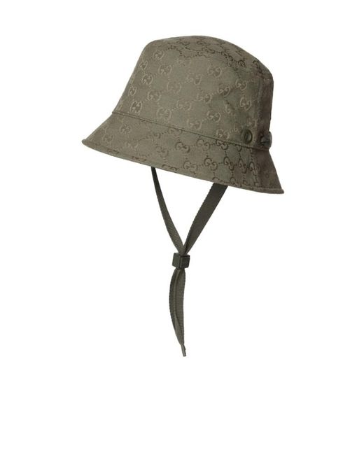Gucci Green Gg Canvas Bucket Hat With Tie for men