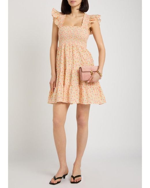 Rixo Pink Floral-Print Cotton Mini Dress