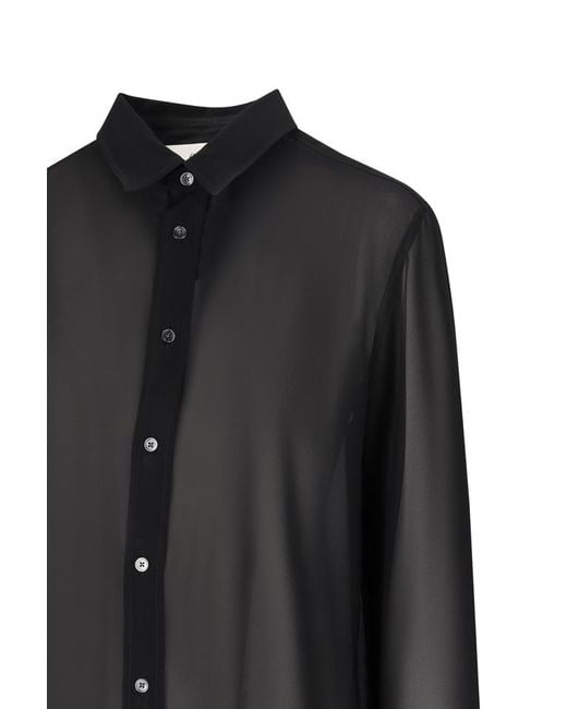 AMI Black Ami Collared Long-Sleeve Shirt