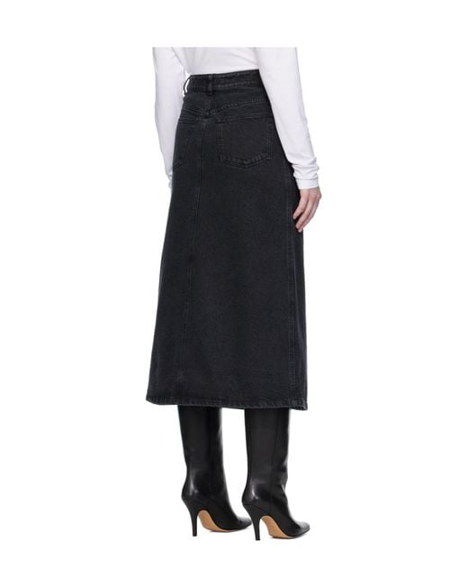 A.P.C. Black Split-Front Denim Midi Skirt