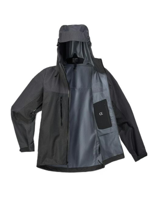 Arc'teryx Gray Grid Panel Hooded Jacket for men