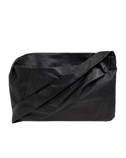 Yohji Yamamoto Black Asymmetric Shoulder Bag for men