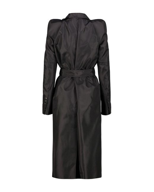 Rick Owens Black Double-Breasted Belted Coat