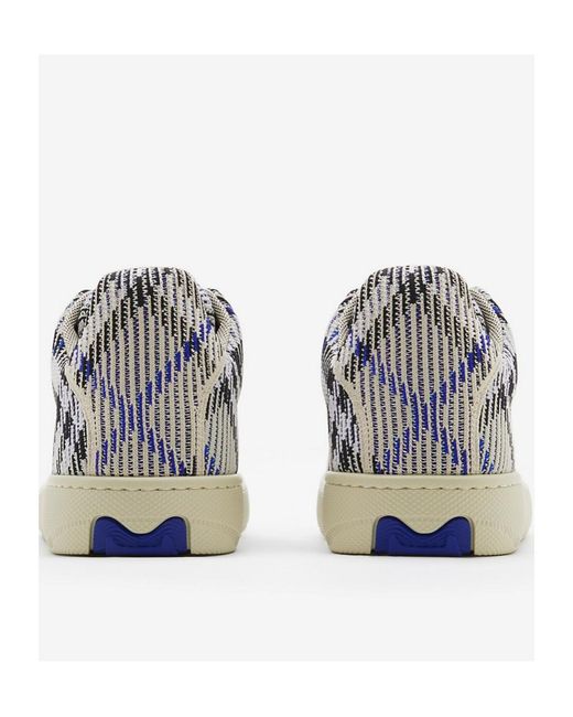 Burberry Blue Box Checked Lace-Up Sneakers for men