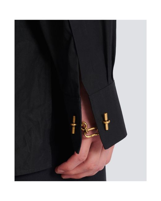 Balmain Black Asymmetric Poplin Shirt for men