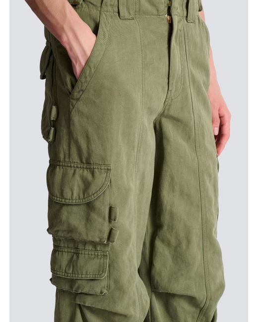 Balmain Green Stamp Cargo Pants for men