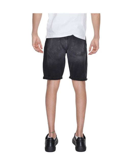 Antony Morato Gray Denim Shorts With Belt Loops for men