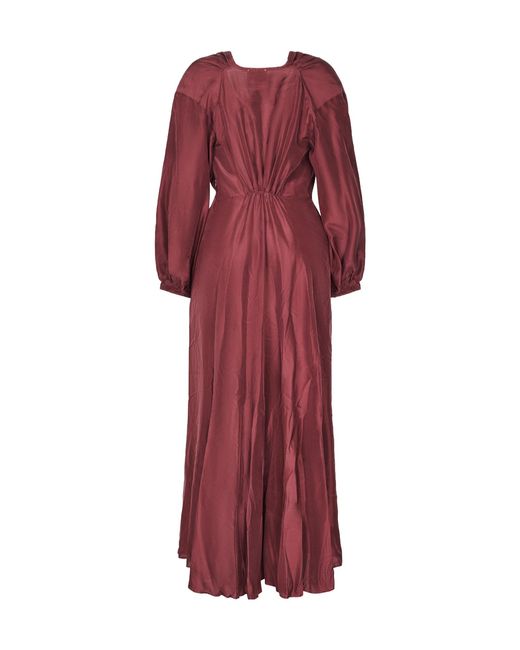 Forte_forte Red V-Neck Silk Maxi Dress