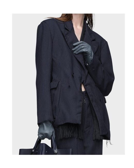 Maison Margiela Blue Wool Pinstripe Jacket