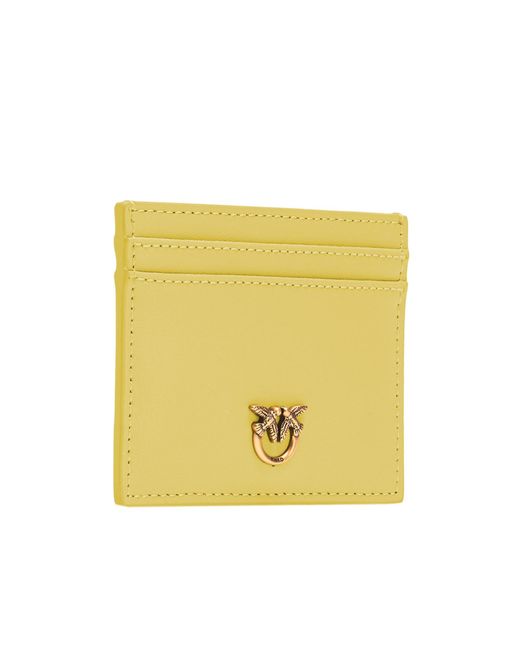 Pinko Yellow Leather Cardholder