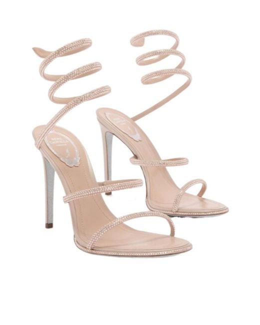 Rene Caovilla White Cleo Crystal-Embellished Sandals