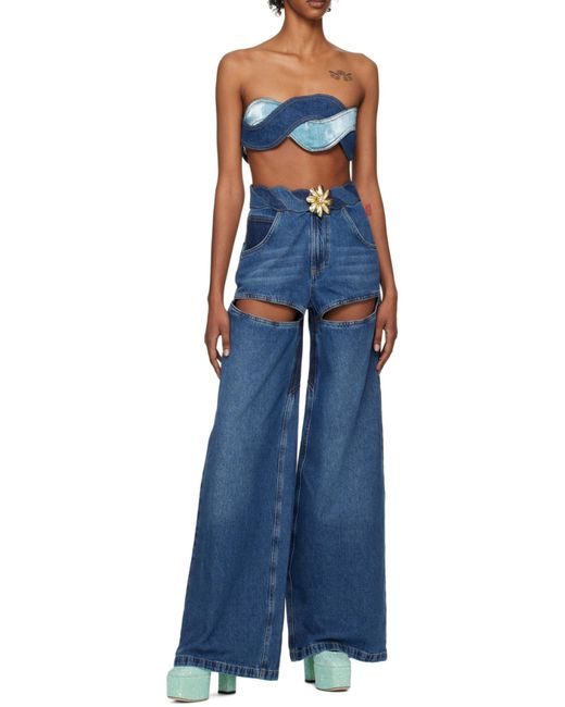 Area Blue Denim Patchwork-Design Top