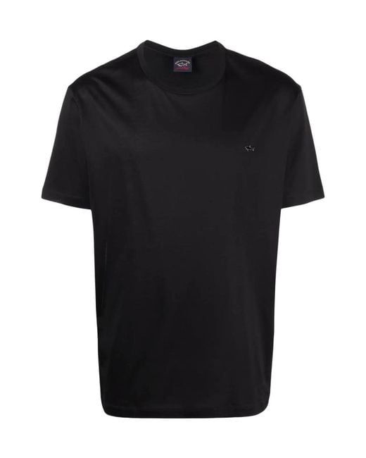 Paul & Shark Black Embroidered Logo T-Shirt for men