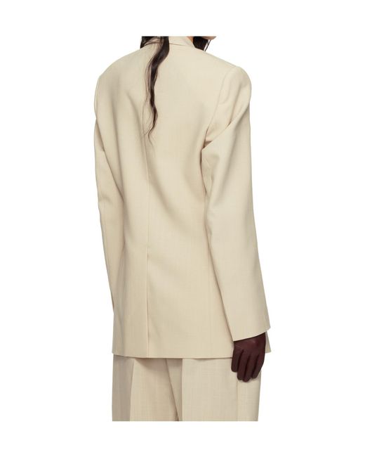 Wardrobe NYC Natural Button-Down Suit Jacket