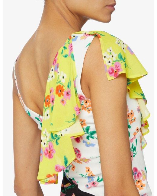 MSGM Metallic Floral-Printed Asymmetric Dress
