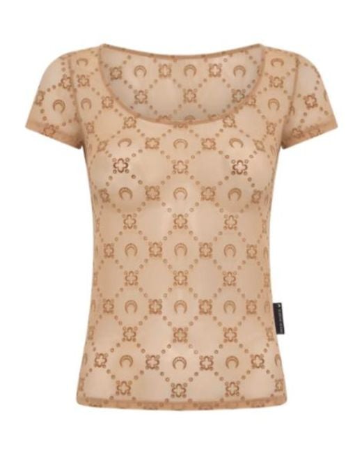 MARINE SERRE Natural Flock Open Neck Top