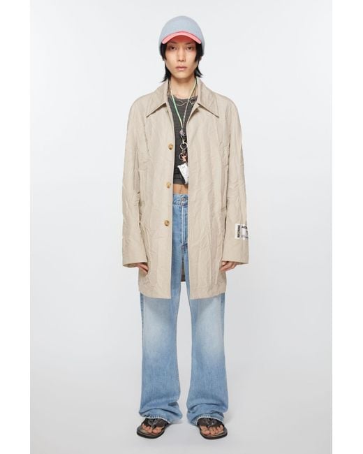Acne Natural Crinkled Buttoned Trench Coat for men