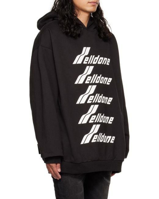 we11done Black Logo Hooded Sweater for men